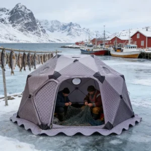Heavy-Duty All-Weather Ice Fishing Tent with Thermal Lining and Stove Jack