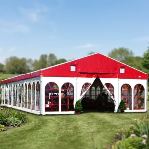 Heavy Duty Aluminum Frame Marquee Tent Outdoor Event Tent with ABS Walls and Glass Doors Modular Wedding Party Tent Combination