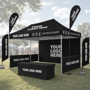 Heavy Duty Aluminum Frame Pop-Up Tent, 10×10/10×20, Waterproof UV-Protection Event Canopy with Custom Logo Printing
