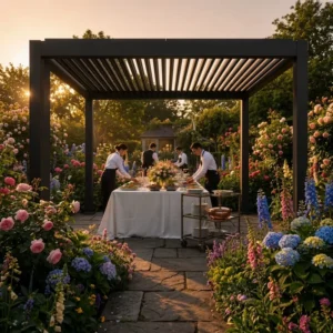Heavy Duty Aluminum Pergola Louvered Roof Gazebo 10x12ft Waterproof Garden Pavilion Custom Backyard Canopy