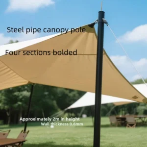 Heavy Duty Black 16mm Foldable Tent Pole Thickened Iron Support Pole for Outdoor Canopy Vestibule Camping