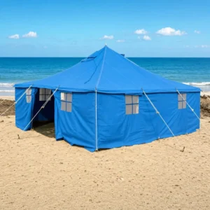 Heavy Duty Canvas Event Tent Waterproof Windproof 16 SQM Single Layer Outdoor Safari Glamping Seam Taped Protection Quick Setup