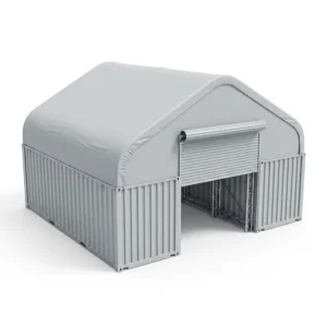 Heavy Duty Galvanized Steel 850g PVC Wind Rated A-Frame Container Shelter for Emergency Relief Supply Storage
