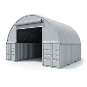 Heavy-Duty Galvanized Steel 850g PVC Wind-Rated Arch Container Shelter for Warehouse and Container Yard Storage