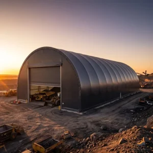 Heavy Duty Hot-Dip Galvanized Bulk Material Storage Mining Arch Roof 40x80ft Charcoal PVC for Drill Site Maintenance