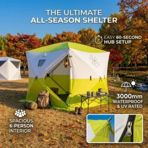 Heavy Duty Ice Fishing Tent Thick Cotton Insulated Winter Shelter Portable Quick Pitch for Cold Weather Angler Use