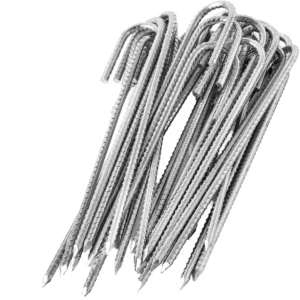 Heavy-Duty J-Type Galvanized Steel Screw Pegs Tent Ground Stakes Sharp Tip Windproof Earth Anchor for Camping Canopy Awning