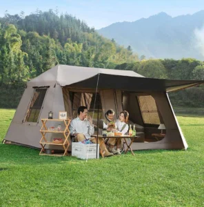 Heavy Duty Large Inflatable Camping Tent Windproof UV Protection 300D Oxford Front Awning for Family Glamping Outdoor Beach