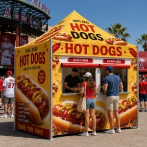 Heavy Duty Large UV-Resistant Food Tent with Hot Dog Graphics for Catering Events