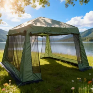 Heavy-Duty Multi-Person Square Mesh Canopy Tent, 210D Oxford Cloth, Portable Sun Shelter for Outdoor Camping