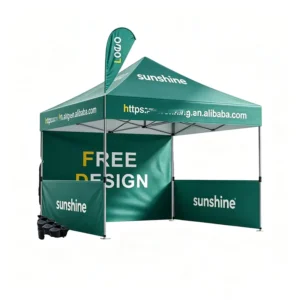 Heavy-Duty Outdoor Canopy Tent, Custom Trade Show Advertising, Folding Aluminum Frame, 10×10 FT, Single Layer Event Gazebo