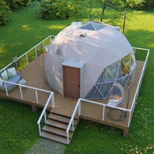 Heavy-Duty PVC Geodesic Dome Permanent Glamping Tent Wind-Resistant 5m 20 Square Meter 6m Insulated Dome House