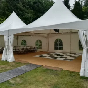 Heavy-Duty Pagoda Tent for Resorts, Hotels, and Commercial Events, Temporary or Permanent Outdoor Use, PVC Waterproof Canopy with Aluminum Frame