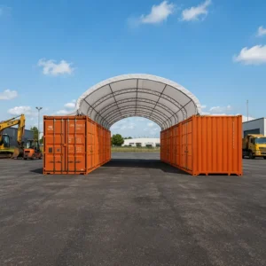 Heavy Duty Peak Roof Storage Shelter Galvanized Steel Frame Waterproof PVC Cover for Farm Machinery Truck RV Equipment Storage