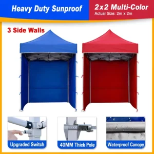 Heavy-Duty Pop-Up Gazebo 2x2m Waterproof Folding Party Tent, Garden Marquee Shelter