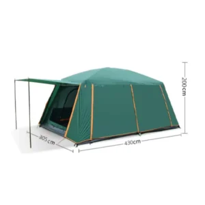Heavy Duty Pop-Up Outdoor Camping Tent Square Multi-Room Shelter with Oxford Fabric Two Bedrooms