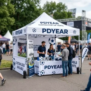 Heavy-Duty Portable Waterproof Polyester Trade Show Canopy Gazebo with Custom Logo for Outdoor Events