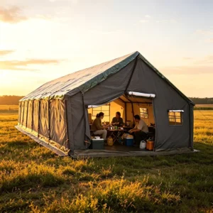 Heavy Duty Waterproof Canvas 5x15m Steel Frame Safari Tent Single Large Outdoor Glamping Event Commercial Party Marquee Canopy