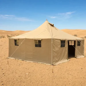 Heavy Duty Waterproof Canvas Single Layer Bell Tent Large Outdoor Glamping with Mesh Windows for Family Camping Summer