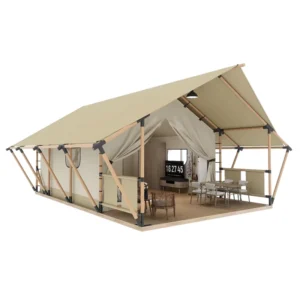 Heavy Duty Waterproof PVC Oxford Canvas Double Layer Four Season Safari Tent Glamping Hotel for Couple and Family Outdoor Event