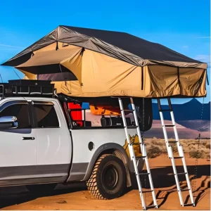 Heavy Waterproof Pu Coated Plaid Polycotton Rooftop Tent Eco Anti Mosquito Mesh 30 Density for Family Self Driving Trip