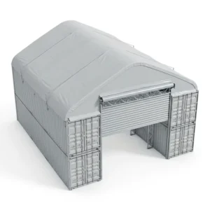 Heavy-duty Galvanized Steel 850G PVC Wind-rated A-frame Container Shelter for Port Logistics Cargo Storage