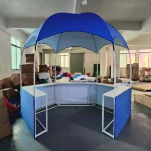 Hexagon Movable Windproof Foldable Oxford 5m Outdoor Exhibition Booth Tent for Supermarket Promotion Sampling