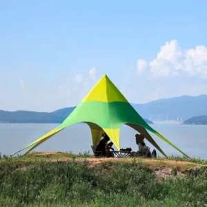 Hexagon Outdoor Waterproof Star Canopy Shaped Beach Tent 6m X 6m X 3m 120g Oxford Cloth Silver Coated Anti UV Durable