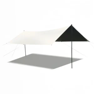 Hexagonal Camping Tarp Black Vinyl Coating Full Sun Protection Large Space Outdoor Canopy for Family Park Picnic Shade