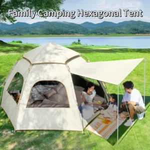 Hexagonal Camping Tent 3s Pop Up 3-8 Person UV50+ Waterproof 210D Oxford for Camping Hiking Beach