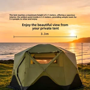 Hexagonal Camping Tent 5-6 Person Large Space Waterproof Rainproof Automatic Opening Four Seasons Outdoor Camping Picnic Family