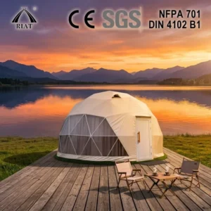 High Durability Glamping Dome Tent UV Resistant PVC Fabric Large View Window Backyard Resort Camping Dome House