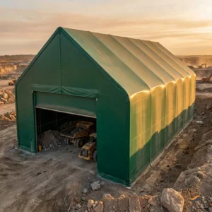 High Eave 8m Clear Span Heavy Duty Industrial Tent A-Frame Gable 50x120m Green PVC for Underground Mining Workshop