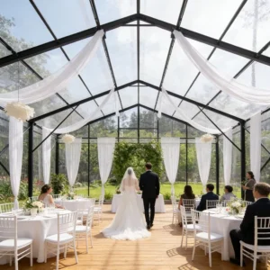 High End Resort Glass Atrium Marquee Tent Custom Size Orangery Glasshouse Wedding Party Banquet Tent
