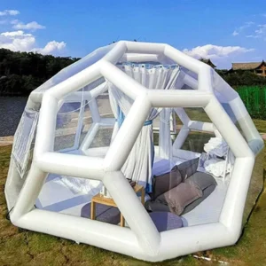 High Quality Air Sealed Clear Inflatable Bubble Tent Soccer Shape Outdoor Camping Dome Tent