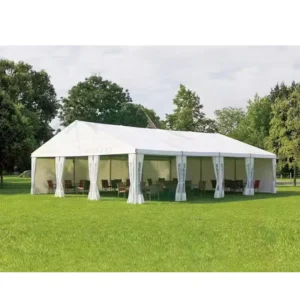 Outdoor Reception Tent with Decorative Lining for Wedding Events and Parties