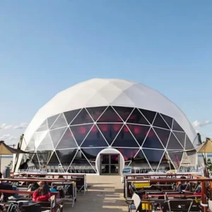 High Quality Outdoor Geodesic Dome Tents 10m PVC Fabric Cover Steel Frame Fireproof Sports All Seasons Hotel Wedding Party Event