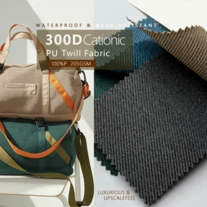 High Quality PU Coated 300D Cationic Fabric Twill Fabric Free Sample Tissu Oxford Fabric for Bags