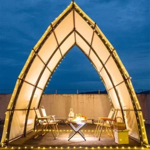High Strength Waterproof Glamping Tent Luxury Oxford Fabric Small Sailing Tent Boat Shape Safari Outdoor Camping Steel Structure