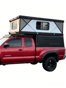 Hiperlion Aluminum Truck Bed Camper Pop up Pickup Camper with Waterproof Roof Top Tent Quick Opening Four-Season Use for Tacoma