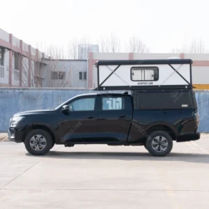 Hiperlion Four Season Aluminum Canopy Camper with Quick Automatic Opening Roof Top Tent and Big Space for Overland Camping
