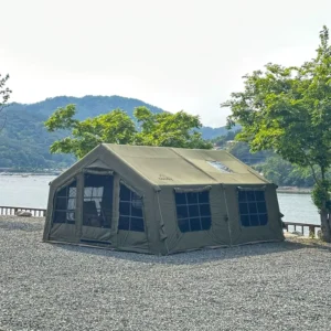 House Shape Inflatable Camping Tent with Pump Oxford Fabric Four Season Double Layer for Glamping Hiking Travel