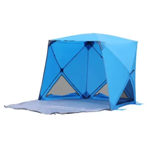 Hub Beach Tent Lightweight Foldable UPF50+ UV Protection Windproof Sun Canopy with Extended Sand Mat for Family Seaside Camping