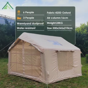 Hunter 8sqm Four Season Inflatable Camping Tent Waterproof Oxford Canvas Manual Assembly Portable 2-3 Person One Bedroom Living