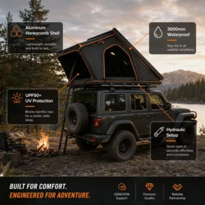Hydraulic 10 Second Quick Open Aluminum Honeycomb Triangle Rooftop Tent Extended 3000mm Waterproof UPF50+ OEM Custom Four season
