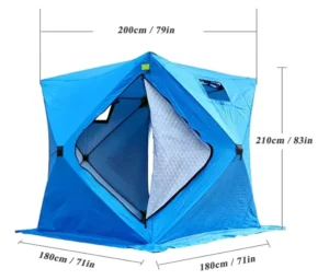 Ice Fishing Shelter Thicken Cotton Fishing Tent 3-4 Person Portable Ice Tent with Detachable Windows Zippered Door