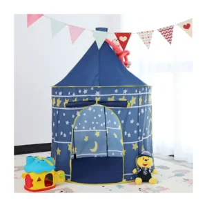 Indoor Outdoor Blue Castle Playhouse Pop up Teepee Kids Play Tent Polyester Foldable