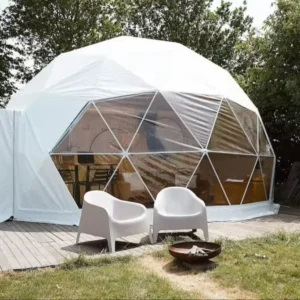 Indoor Outdoor Dining Dome Tent with Transparent Panels, Weatherproof UV-Resistant Fire-Retardant for Events and Restaurants