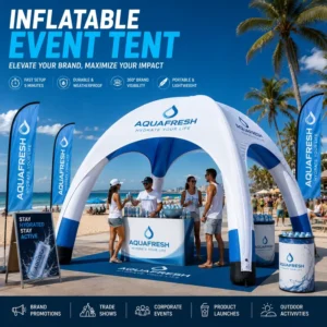 Inflatable Arched Canopy Tent Custom Printed Sampling Station Beach Marketing Promotion Booth