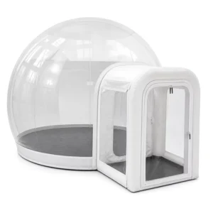 Inflatable Bubble Dome Glamping Tent with 360-Degree Panoramic View and Tunnel Entrance for Outdoor Garden Party